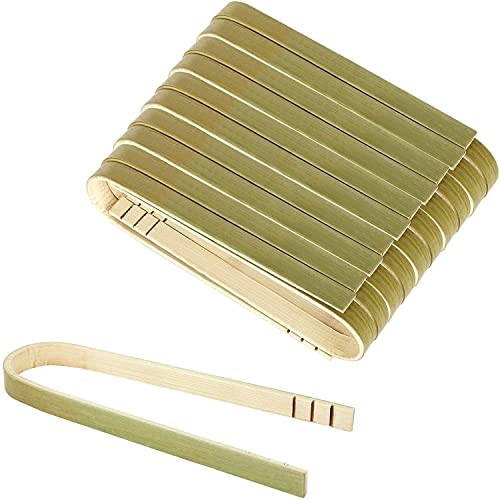 Voarge 20 umweltfreundliche Einweg-Klammern aus Bambus, Mini-Bambus-Zange, Toasterzange (9 cm) von Voarge