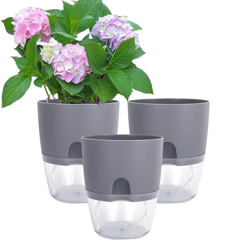 Voarge 3 Stück Kräutertopf, Blumentopf Bewässerungssystem mit Selbstbewässerung und Wasserspeicher Herb Pot, für Den Lnnen- und Außenbereich, Zuhause, Heimbüro von Voarge