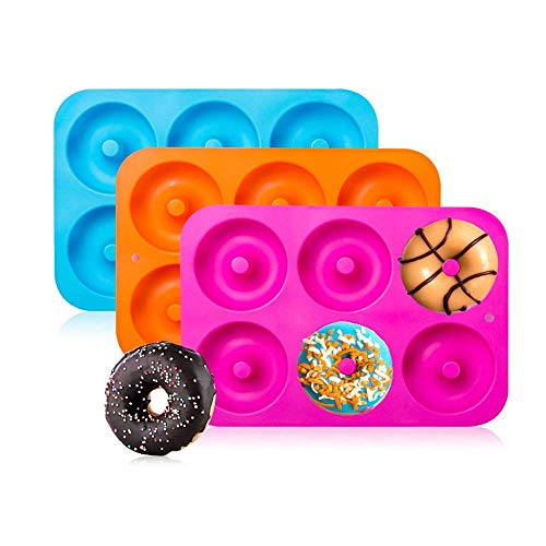 Voarge 3 Stück Silikon Donut Formen, für Kuchen Keks Bagels Muffins Kuchen für Geschirrspüler, Backofen, Mikrowelle, Kühlschrank, Silikon Donutform Donut Backform Form Blatt Behälter von Voarge