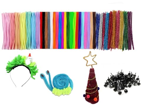 Voarge 300 Skt Pfeifenreiniger 37 Farben Pfeifenputzer Bunt zum Basteln 30 cm Pfeifenreiniger, 100 direktem Einführauge, Geeignet für die Herstellung von Blumen, kleinen Tieren, DIY Kunstwerk von Voarge
