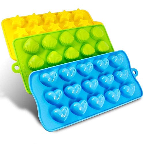 Voarge 3er Set in verschiedenen formen eiswürfelform silikon, Herzen, Sterne und Muschel - Silikon Schokoladenform - Spaß, Kinder Spielzeug Set, für Eiswürfel, Schokolade, Süßigkeiten von Voarge