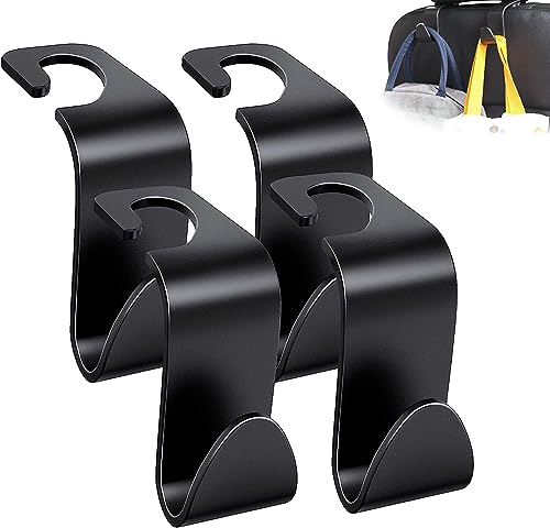 Voarge 4 Pack Auto Kopfstütze Haken,Auto Sitz Kopfstütze Kleiderbügel Tragbare Organizer Halter Haken, Autositz Rückenhaken,Lebensmittel Einkaufstasche Reisefahrzeug AutoSicherheit Hängehaken von Voarge