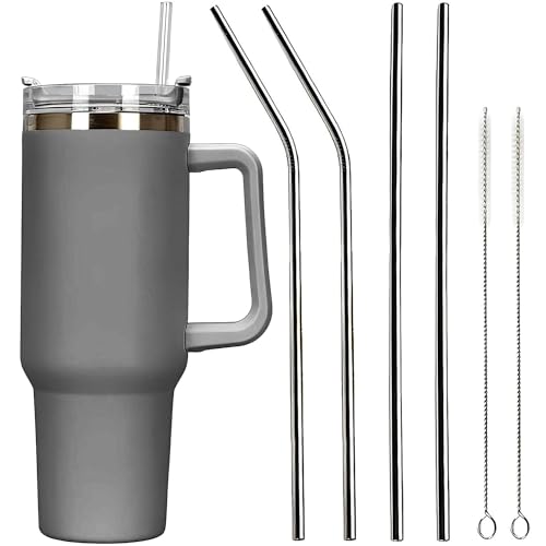 Voarge 40oz Kaffeebecher to Go,Doppelwandiger Edelstahl Heiße Kalte Getränke Vakuum Trinkbecher,Thermobecher mit strohhalm,Tumbler cup,Kaffeebecher für Zuhause Reisen Grau von Voarge