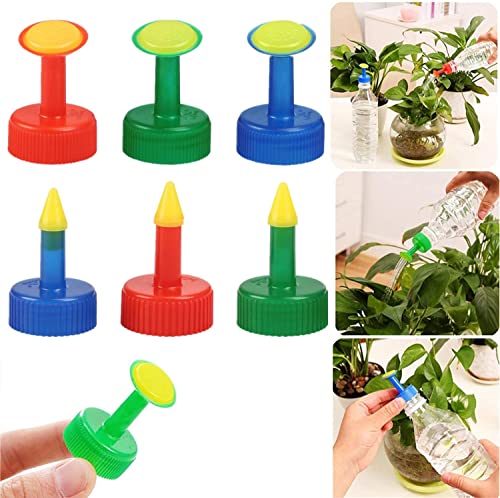 Voarge 6 Stück Flasche Top Bewässerung Kunststoff Pflanze Gießaufsatz, für Flaschen Bewässern Spike Sprinkler Geeignet für 28mm Trinkflaschen Samen Sämling Garten 3 Farben Rot Grün Blau von Voarge