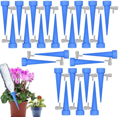 Voarge Automatisch Bewässerung Set, 30 Stück Pflanzen Bewässerungssystem Instellbar Einfaches mit Steuerventilschalter, für Topfpflanzen Garten Pflanzen Zimmerpflanze für die meisten Flaschen von Voarge