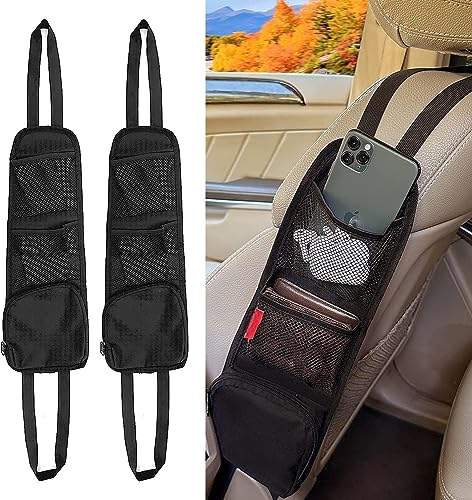 Voarge Autositz-Seitenorganisator,Generisch Autositz Organizer Hängende Seitentasche, Faltbare Autositz Organizer Seite,mit Mehreren Taschen, Schwarz von Voarge