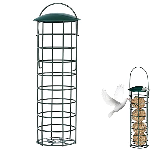 Voarge Futternapf für Vogel, zum Aufhängen von Fettbällen, für den Außenbereich, Mesh mit Stahlhaken zum Aufhängen von Fettbällen, für den Außenbereich, Terrasse, Garten (1 Stück) von Voarge