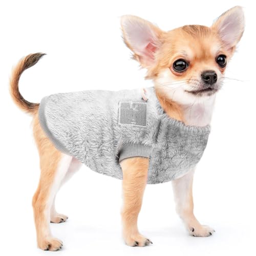 Voarge Haustier-Wintermantel aus Wolle mit D-Ring, Winter Warmer Hund Katzenpullover Kleidung Haustiermantel Kostüm Welpenpullover, Grau, M (Grau, L) von Voarge