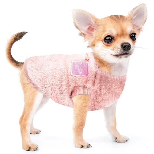 Voarge Haustier-Wintermantel aus Wolle mit D-Ring, Winter Warmer Hund Katzenpullover Kleidung Haustiermantel Kostüm Welpenpullover, Grau, M (Rosa, M) von Voarge