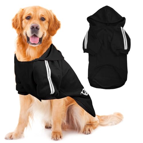 Voarge Hunde Warm Hoodies Mantel, Winterkleidung Großer Hund,Knopfdesign Hundehoodie,Hundepullover Grosse Hunde,Hundemantel (Schwarz, 8XL) von Voarge