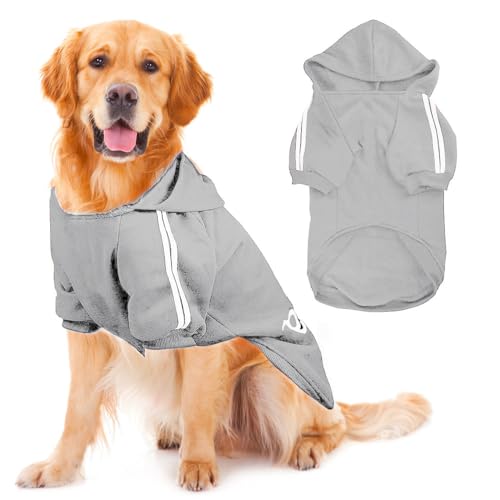 Voarge Hunde Warm Hoodies Mantel, Winterkleidung Großer Hund,Knopfdesign Hundehoodie,Hundepullover Grosse Hunde,Hundemantel (Grau, 5XL) von Voarge