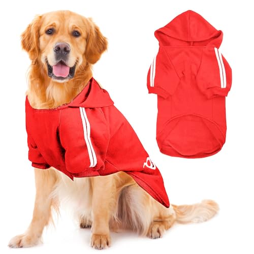 Voarge Hunde Warm Hoodies Mantel, Winterkleidung Großer Hund,Knopfdesign Hundehoodie,Hundepullover Grosse Hunde,Hundemantel (Rot, 8XL) von Voarge