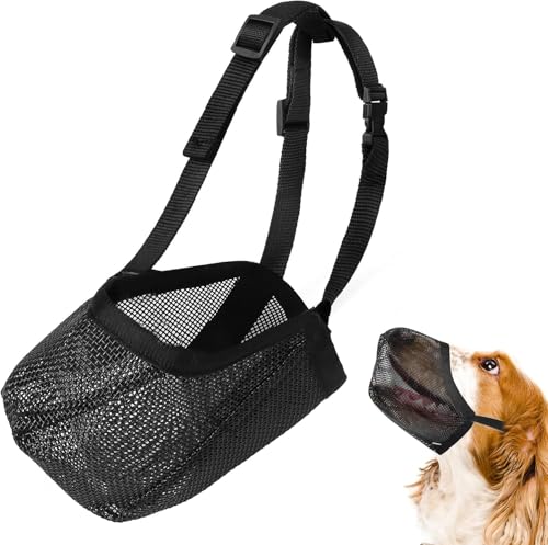 Voarge Maulkorb für Hunde，Anti-Giftköder Maulkorb für Hunde Weiche Verstellbare Mesh Weich Maulkorb Für Kleine Mittelgroße und Große Verstellbare Fressschutz Hund ​Beißen und Kauen (M) von Voarge