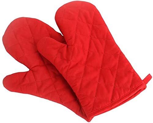 Voarge Ofenhandschuhe, Hitzebeständig Ofenhandschuhe Verdickte Hitzeresistente Topfhandschuhe Topflappen Backhandschuhe, 1 Paar (rot) von Voarge