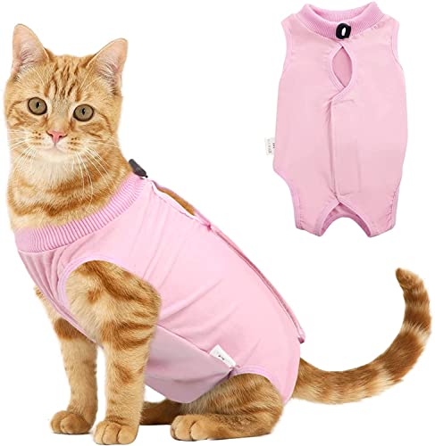 Voarge Recovery Suit Katze, Katzenbody Nach Op Anti-leckende, Verhindern Lecken Nach der Operation Tragen Weaning und Warmhalte Recovery Tuch Anzug für Katzen Hunde (L, Rosa) von Voarge