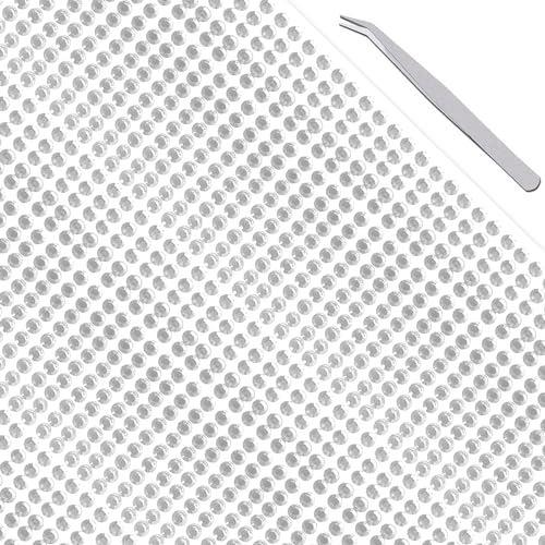 Voarge Strasssteine selbstklebend,Runde Schmucksteine zum Aufkleben mit Pinzette,für DIY Fingernagel Handy-Kleidung Dekorationen (Silber, 5mm) von Voarge