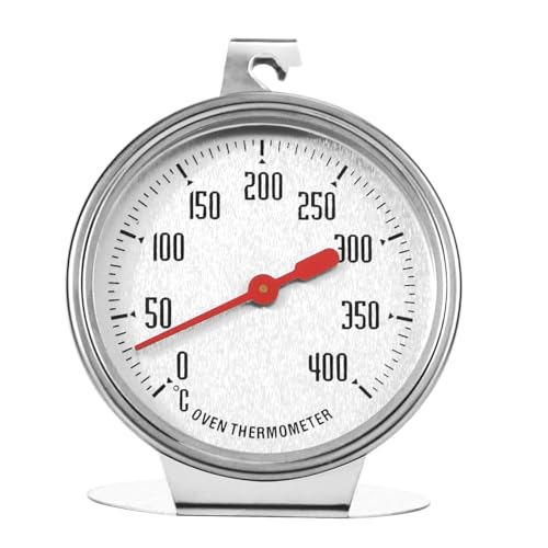 Voarge Thermometer für Elektroherd Ofenthermometer für Backofen 7 cm Messbereich 0°C bis 400°C Edelstahl Ofenthermometer mit großem Zifferblatt zum Backen BBQ & Kochen von Voarge