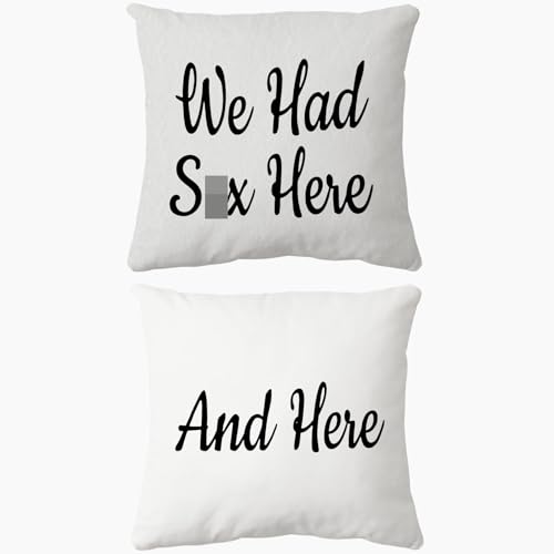 Funny We Had Sex Here and Here Throw Pillow Case, 45,7 x 45,7 cm, Set mit 2 lustigen Erwachsenen-Deko-Kissenbezügen, Geschenk für Ehefrau, Ehemann, Hochzeit, Paare, Gag Geschenk von Voatok