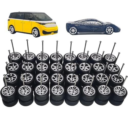 Vobumix 16 Set 1/64 Modellauto-gummiräder-Set, Geländewagen, Modifizierte Reifen, Simulationsräder Und Reifen-Set Für 1:64 Modellautos, Zubehör von Vobumix