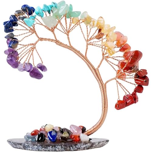 Vobumix Chakra-Baum, Natürlicher Kristallbaum, Feng-Shui-Figur, Geld-Bonsai, Baum des Lebens, Geldbaum, Glücksheilkristalle Für Heim- Und Bürodekoration von Vobumix