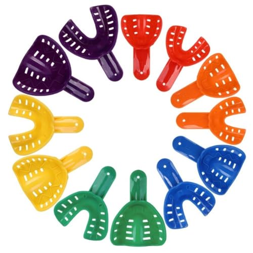 Vobumix Dental Zähne Abdrücke Tablett 12 Stücke Dental Zahn Trays Zahnarzt Kunststoff Zähne Halter Dental Abdruck Trays Zahnmedizin Zubehör Werkzeuge von Vobumix