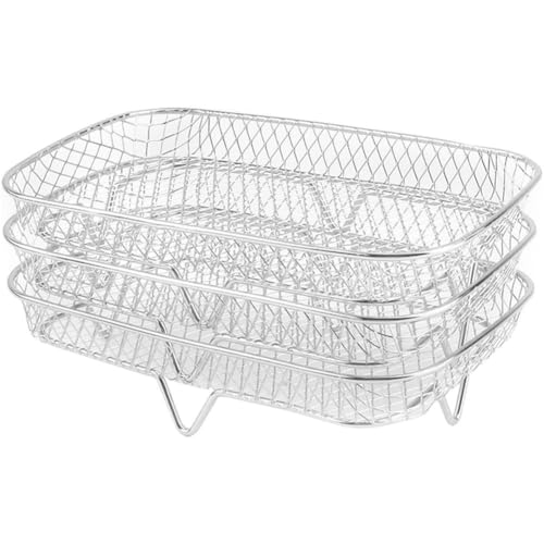 Vobumix Luftfritteuse-Gestell Für Luftfritteuse, Edelstahl-kochgestell, 3 Stapelbare Dörrgestelle, Luftfritteusen-Korb-tablett-zubehör Für Ofen-presskocher von Vobumix