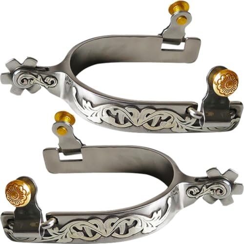 Vobumix Pferdesporen Edelstahl Kupfer Rowel Anti-rost-Pferderennen-ausrüstung Reitsporen West Cowboy Horse Boot Sporen Vobumix Pferdesporen Edelstahl Kupfer Rowel Anti-rost-Pferderennen-ausrüstung Reitsporen West Cowboy Horse Boot Sporen von Vobumix