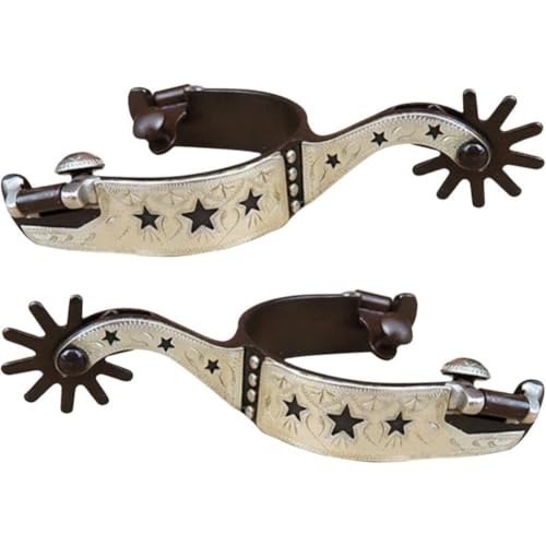 Vobumix Reitstiefel-sporen Drehbarer Kupferstange, 1 Paar Western-sporen Aus Kohlenstoffstahl Für Cowboys Und Pferde, Vintage-Western-sporen Für Das Reittraining von Vobumix