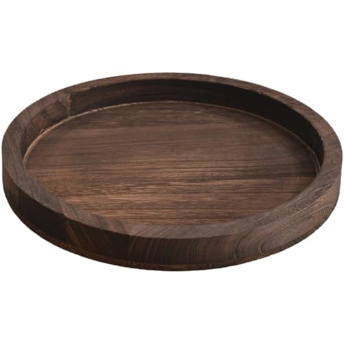Vobumix Runde Holztabletts, Obst, Süßigkeiten, Bauernhaus, Kerzenhalter, Tablett, Solide Teetasse, Trockenes Serviertablett, Geschirr, Dekoration Für Heimdekoration von Vobumix