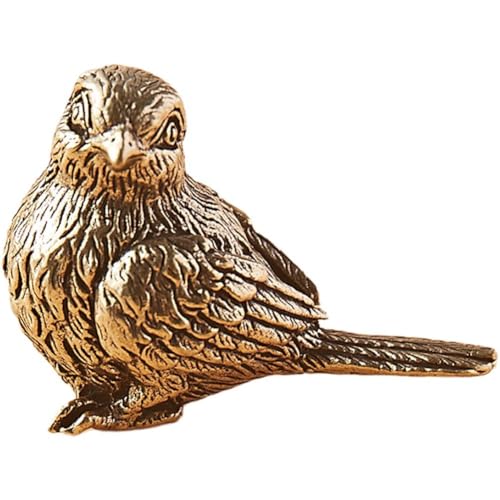 Vobumix Vintage Messing Spatzen Figur Vintage Messing Vogel Dekor Ornament Massives Kupfer Vögel Ornament Desktop Tiere Basteln Sammlungsmodell von Vobumix