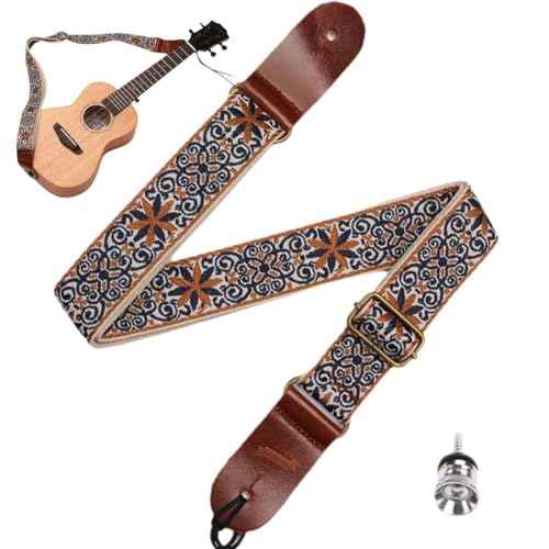 Vobumix Vintage-gitarrengurt, Verstellbare Länge, Bestickte Gitarrengurte Für Akustische E-Gitarren Und Elektrische Und Akustische Gitarren von Vobumix
