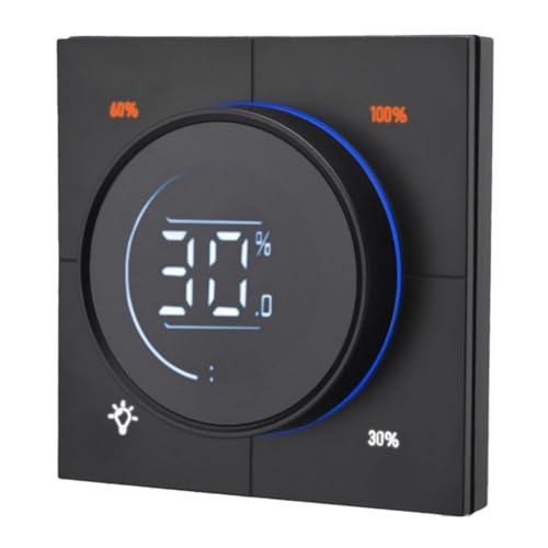 Vocdikficy 1 Stück Endlosknopf-Dimmerregler Zigbee 3.0 PC-Panel-Wandlichtschalter 150-300 W AC 110-240 V Digital LCD Yandex (Schwarz) von Vocdikficy