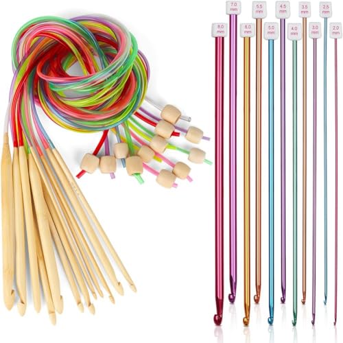 Vocdikficy 23-Teiliges Tunesisches Häkelnadel-Set, 11 Lange Aluminium-Häkelnadeln 2,0–8,0 mm und 12 Tunesisches Bambus-Häkelnadel-Set Vocdikficy 23-Teiliges Tunesisches Häkelnadel-Set, 11 Lange Aluminium-Häkelnadeln 2,0–8,0 mm und 12 Tunesisches Bambus-Häkelnadel-Set von Vocdikficy
