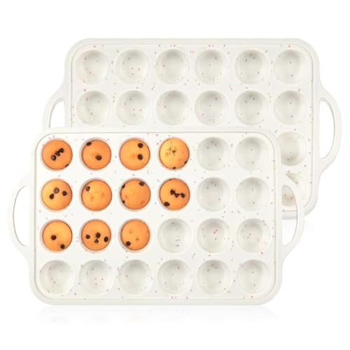 Vocdikficy 2er-Pack Mini-Muffinformen, Mini-Cupcake-Formen mit Verstärktem Rahmen, 24 Mulden, Antihaftbeschichtete Mini-Muffin-Silikonformen mit Vocdikficy 2er-Pack Mini-Muffinformen, Mini-Cupcake-Formen mit Verstärktem Rahmen, 24 Mulden, Antihaftbeschichtete Mini-Muffin-Silikonformen mit von Vocdikficy