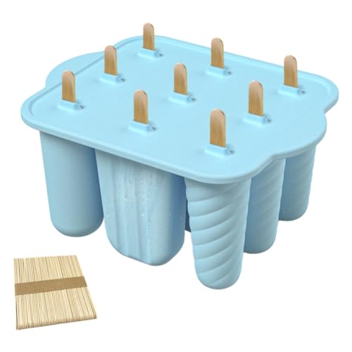 Vocdikficy 9-Loch-Silikon-EIS Am Stiel-Formen, Selbstgemachter EIS Am Stiel-Eisbereiter mit 50 Eisstiele C von Vocdikficy