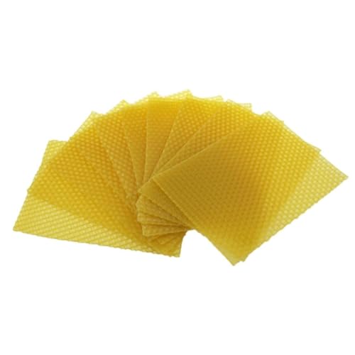 Vocdikficy Bienenwachsplatten-Set-Kit Natürliche Bienenwachsplatten-Set Bienenwachs-Wabenplattenwachs für Imkerausrüstung (13,3 X 9 cm) 10 Stück von Vocdikficy