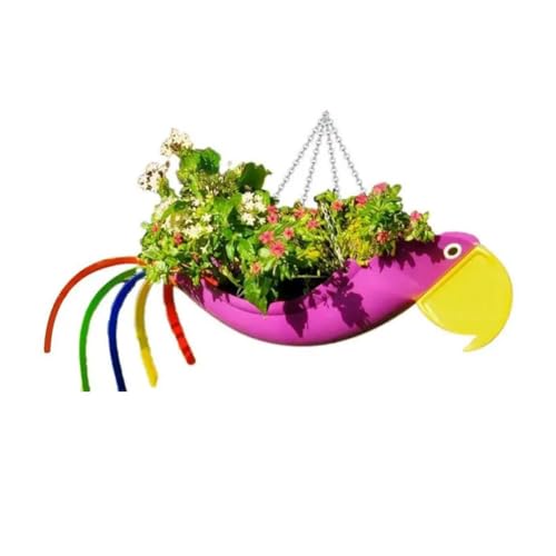 Vocdikficy Blumentopf Aus Metall, Exquisite Form Eines Fliegenden, Bunter Papageien-Blumentopf, Hängender Pflanztopf, Dekorativer Blumentopf für Den Garten, L, A von Vocdikficy