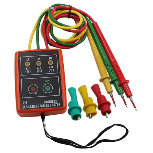 Vocdikficy Dreiphasen-Rotationsanzeigemessgerät, 60 V-600 V Wechselstromanzeigemessgerät, Phasenfolgetester, LED-Summer mit Tragbarer Tasche von Vocdikficy