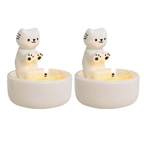 Vocdikficy Kätzchen-Kerzenhalter, Aromatherapie-Kerze, Hübscher Katzen-Kerzenständer Zur Heimdekoration, Geschenk für Katzenliebhaberinnen von Vocdikficy