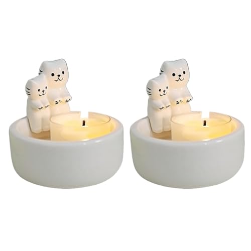 Vocdikficy Kerzenhalter für Katzenpaare, Aromatherapie-Kerze, Hübscher Kerzenständer für die Heimdekoration mit Katzenmotiv, Geschenk für Katzenliebhaberinnen von Vocdikficy