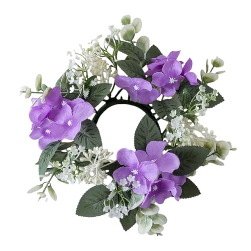 Vocdikficy Kerzenständer für Hochzeiten, Kranz, Pflanzen, Kerze, Aromatherapie, Ringhalter, Tischdekoration, Violett von Vocdikficy