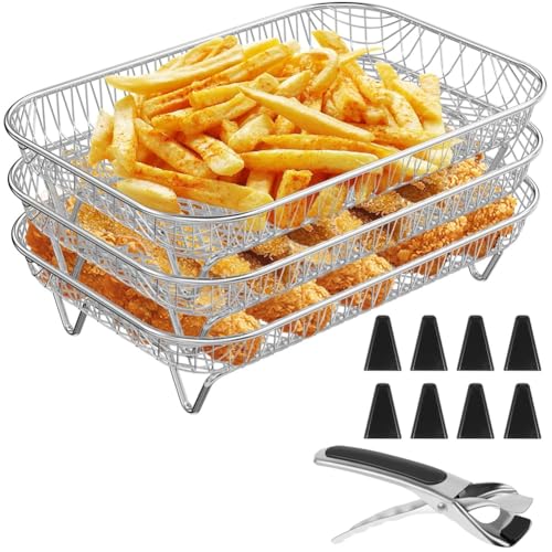 Vocdikficy Quadratischer Airfryer-Rack für Den Ofen, 3-Lagiger Stapelbarer Dörrrost, Airfryer-Korb Aus Edelstahl zum Backen in der Airfryer Vocdikficy Quadratischer Airfryer-Rack für Den Ofen, 3-Lagiger Stapelbarer Dörrrost, Airfryer-Korb Aus Edelstahl zum Backen in der Airfryer von Vocdikficy