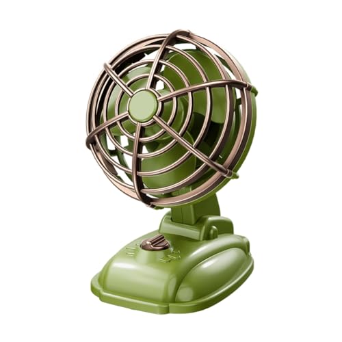 Vocdikficy Retro Mini-Desktop-Ventilator, 400 MAh, Wiederaufladbar über USB, Schreibtisch-Außen-Tischventilator, Tragbarer Desktop-Ventilator, Grün von Vocdikficy