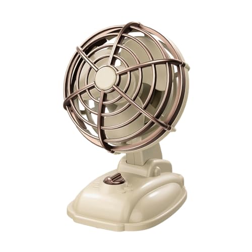 Vocdikficy Retro Mini-Desktop-Ventilator, 400 MAh, Wiederaufladbar über USB, Schreibtisch-Außen-Tischventilator, Tragbarer Desktop-Ventilator, von Vocdikficy