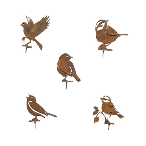 Vocdikficy Rostige Vogeldekoration, Vogelstatuen Aus Metall, Lebensechte, Metallvögel, Gartenornamente, Silhouette, Gartenzaun-DekorationC von Vocdikficy