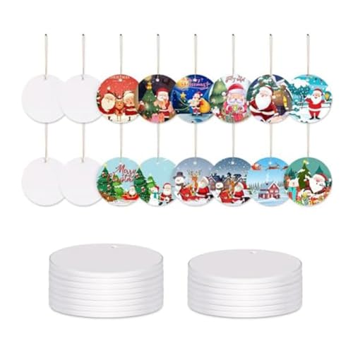 Vocdikficy Sublimations-Keramik-Ornament-Set für -Presse-Druck Weißes Rundes Keramik-Ornament Personalisiertes Weihnachtsbaum-Ornament-Set Vocdikficy Sublimations-Keramik-Ornament-Set für -Presse-Druck Weißes Rundes Keramik-Ornament Personalisiertes Weihnachtsbaum-Ornament-Set von Vocdikficy