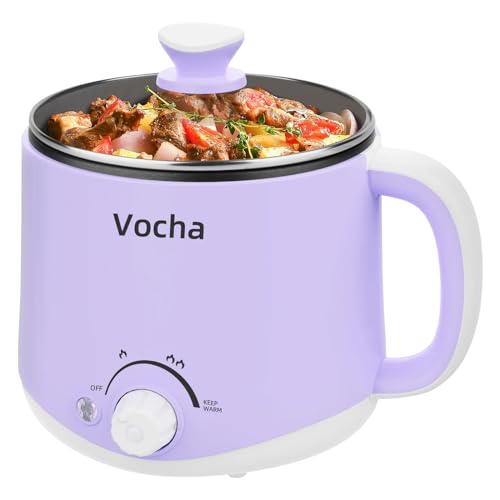 Vocha Elektrische Hot Pot, 1.6L Kleiner Kochtopf mit Warmhaltefunktion, Tragbare Schneller Suppentopf, Multi Reisekocher für Suppe/Ramen/Pasta/Haferflocken/Ei, mit Dual Power (Violet) Vocha Elektrische Hot Pot, 1.6L Kleiner Kochtopf mit Warmhaltefunktion, Tragbare Schneller Suppentopf, Multi Reisekocher für Suppe/Ramen/Pasta/Haferflocken/Ei, mit Dual Power (Violet) von Vocha