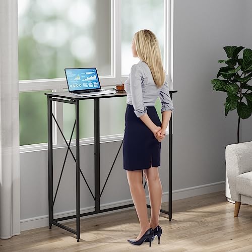 Schreibtisch Klappbar, Höhe 110 cm Stehpult für Sitzen und Stehen, Kleiner Computertisch, Laptop Stehschreibtisch Faltbar für Zuhause und Büro, Keine Montage Erforderlich, 100 x 50 x 110 cm, Schwarz von Vockol