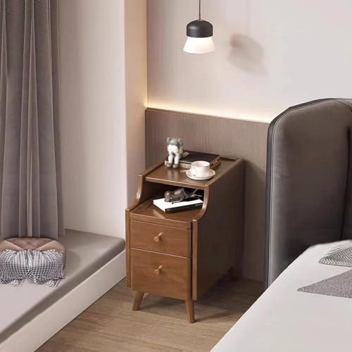 Vockol Massivholz Nachttisch mit 2 Schubladen, Beistelltisch mit Offenen Regalen, Nachtschrank für Schlafzimmer, 40T x 31B x 55H cm, Walnuss Vockol Massivholz Nachttisch mit 2 Schubladen, Beistelltisch mit Offenen Regalen, Nachtschrank für Schlafzimmer, 40T x 31B x 55H cm, Walnuss von Vockol