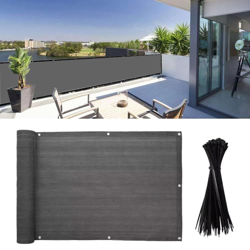 Vocray 0,9x6M Balkon Sichtschutzzaun Abdeckung, Apartment Geländerschutzstoff,Schattierungsnetzgewebe für Terrasse, Hinterhof Veranda (Dunkelgrau) von Vocray